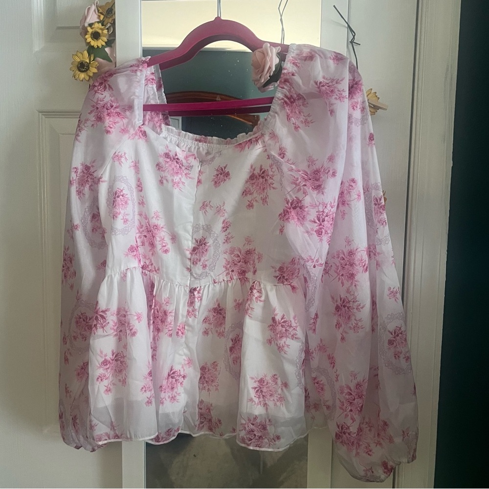 Floral Peplum Blouse - Picture 4 of 8